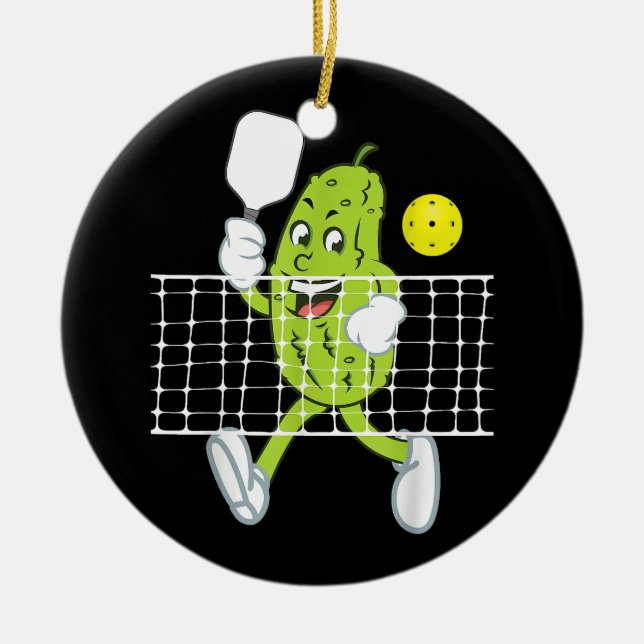 Ornamento De Cerâmica Pickleball - Pickleball Engraçado (Frente)