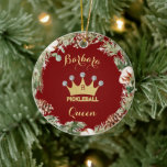 Ornamento De Cerâmica Pickleball Queen Glam Glitz Monograma<br><div class="desc">Gal-de-Pickleball — Diversão Glitz Glam Diamantes Dourados em sua Coroa — ela será uma vencedora com este Enfeites de natal especial — realmente a torna a rainha do campo — Glamorosa com a coroa de ouro e apenas um pouco "acima" mas pronta para jogar seu jogo. Este é um presente...</div>