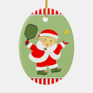 Ornamento De Cerâmica Pickleball Sra. Claus