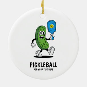 Ornamento De Cerâmica Picles Personalizados Jogando Pickleball Engraçado