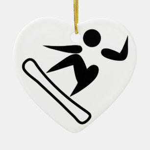 Ornamento De Cerâmica Pictografo Snowboard
