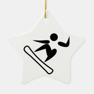 Ornamento De Cerâmica Pictografo Snowboard