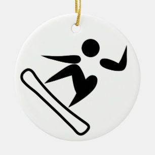 Ornamento De Cerâmica Pictografo Snowboard