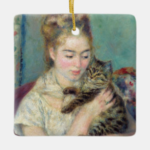 Ornamento De Cerâmica Pierre-Auguste Renoir - Mulher com gato