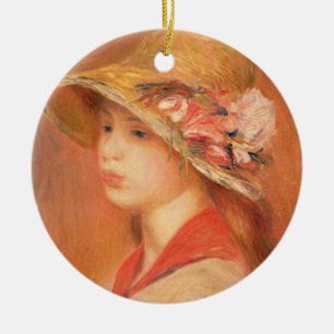 Ornamento De Cerâmica Pierre uma jovem mulher de Renoir   em um chapéu