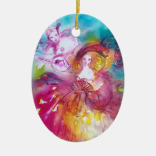 ORNAMENTO DE CERÂMICA PIERROT E ARLECCHINA/RONDO EM LAGOON