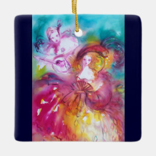 ORNAMENTO DE CERÂMICA PIERROT E ARLECCHINA/TERCEIRA MÁSCARA