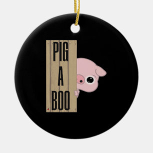 Ornamento De Cerâmica Pig A Cerca De Boo