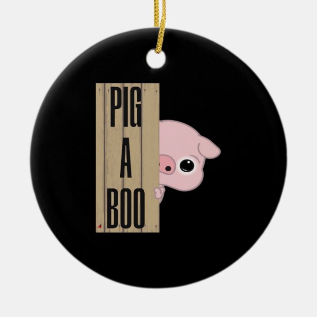 Ornamento De Cerâmica Pig A Cerca De Boo (Frente)