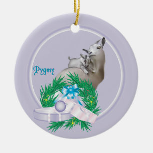 Ornamento De Cerâmica Piggmy Goat Wreath Holiday Ornament
