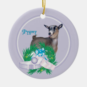 Ornamento De Cerâmica Piggmy Goat Wreath Holiday Ornament