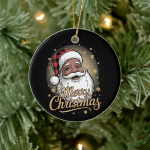 Ornamento De Cerâmica Pijamas de Natal Afro-Americanos Papai Noel