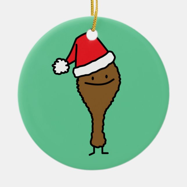 Ornamento De Cerâmica Pilão do chapéu do papai noel do pé de frango (Frente)