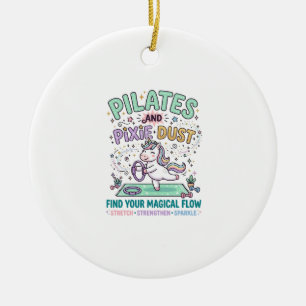 Ornamento De Cerâmica Pilates de Unicórnio e Poeira de Fada Tipografia N