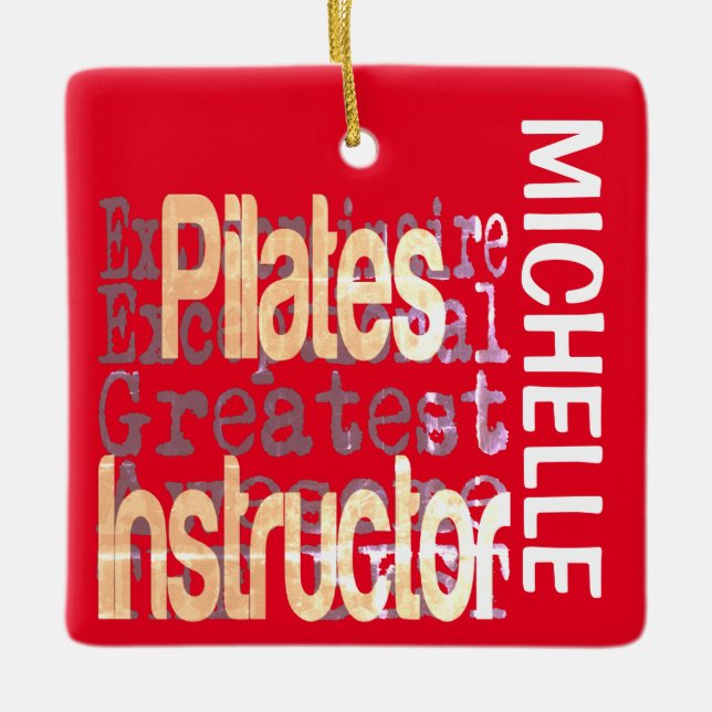 Ornamento De Cerâmica Pilates Instrutor Extraordinaire CUSTOM (Frente)