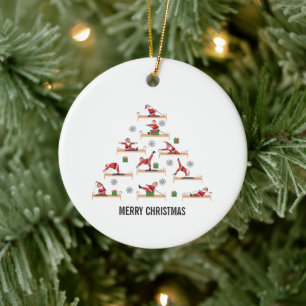 Ornamento De Cerâmica Pilates Papai Noel Reformer Natal