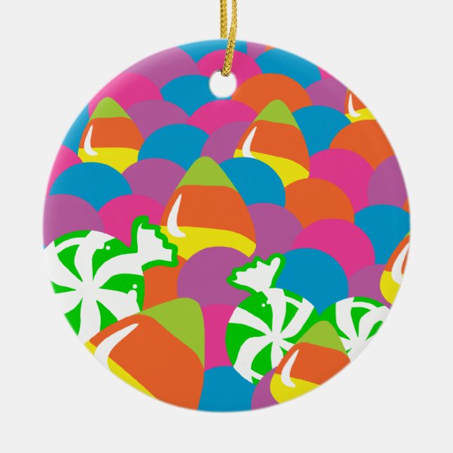 Ornamento De Cerâmica Pilha de Halloween Candy (Frente)