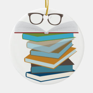 Ornamento De Cerâmica Pilha De Livros