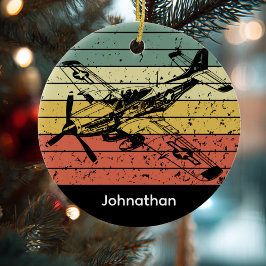 Ornamento De Cerâmica Piloto de aviação de avião retrorreflector persona