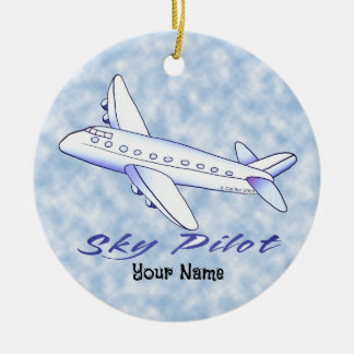 Ornamento De Cerâmica Piloto de avião azul