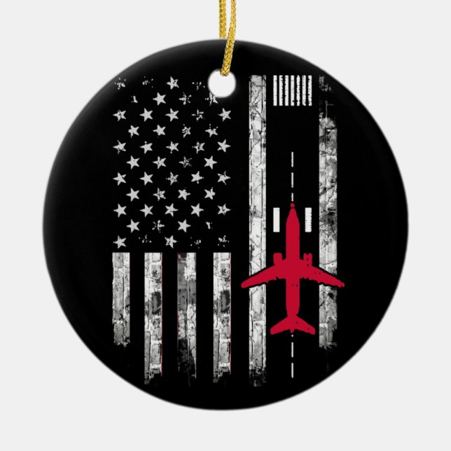 Ornamento De Cerâmica Piloto de avião de pista do Aeroporto de Sinalizad (Frente)