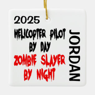 Ornamento De Cerâmica Piloto de Helicóptero Assassino de Zumbi CUSTOM