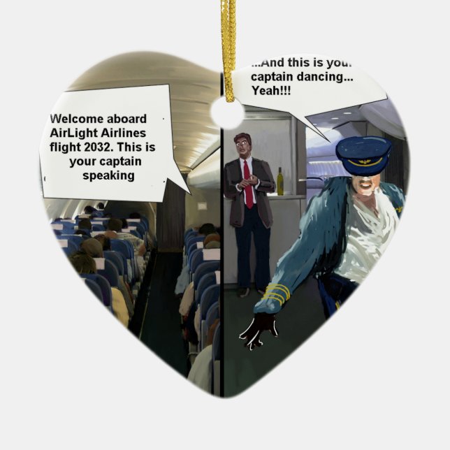 Ornamento De Cerâmica Piloto de hipster engraçado (Frente)