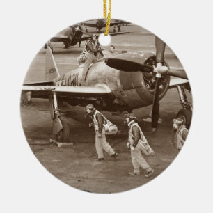 Ornamento De Cerâmica Pilotos de caça que treinam nos raios P-47