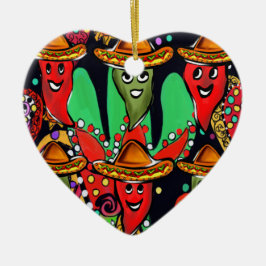 Ornamento De Cerâmica Pimentões Cinco de Mayo