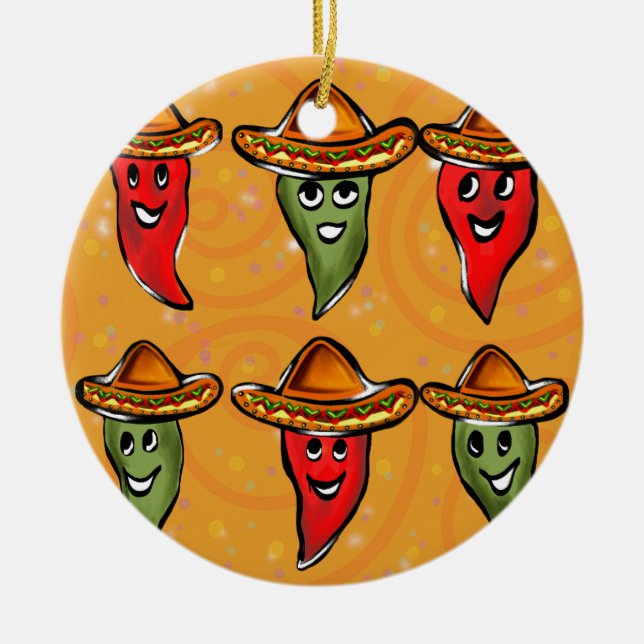 Ornamento De Cerâmica Pimentões Cinco de Mayo (Frente)