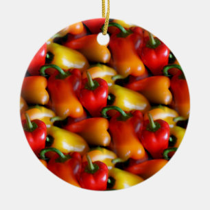 Ornamento De Cerâmica Pimentos vermelhos e amarelos
