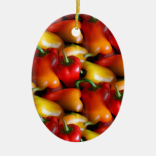 Ornamento De Cerâmica Pimentos vermelhos e amarelos