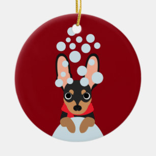 Ornamento De Cerâmica Pin do minuto do cão da neve