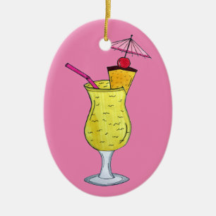 Ornamento De Cerâmica Pina Piña Colada Puerto Rican Pineapple Cocktail