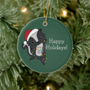 Ornamento De Cerâmica Pincéis de Natal do Skunk Animais de inverno Vest