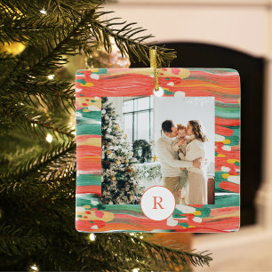 Ornamento De Cerâmica Pincel Moderno Colorido Foto da família Inicia