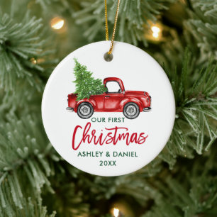Ornamento De Cerâmica Pincel Rosto Vermelho Primeiro Natal