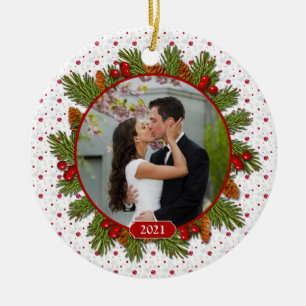 Ornamento De Cerâmica Pine Boughs Holly 1rua Natal Junto Foto