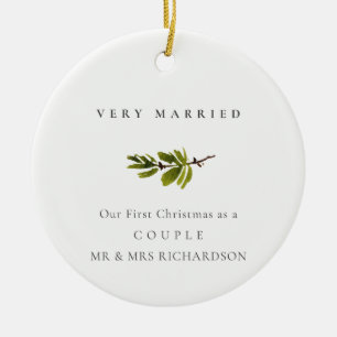 Ornamento De Cerâmica Pine Branch Nossa Primeira Foto De Natal Casada Ve