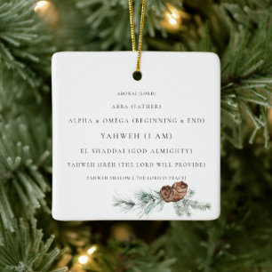 Ornamento De Cerâmica Pine Cone Foliage Os Nomes de Deus Cristão