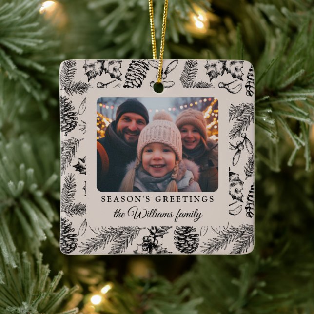 Ornamento De Cerâmica Pine Cone Holiday Foto Festiva (Árvore)