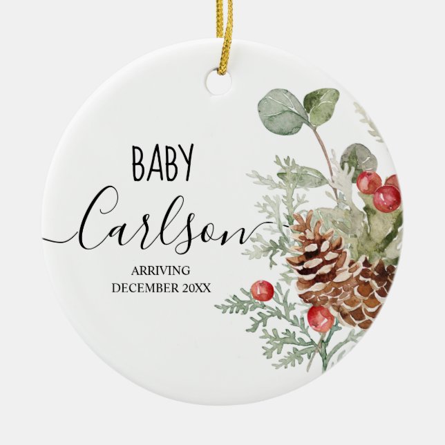 Ornamento De Cerâmica Pine Cone Wreath Baby Reveancy Pine Tree (Frente)