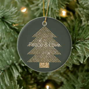 Ornamento De Cerâmica Pine Green Dourada Glitzy Árvore brilhante      