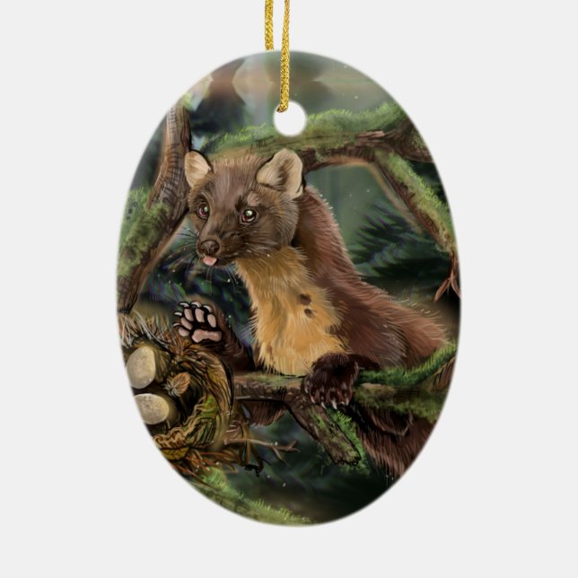 Ornamento De Cerâmica Pine Marten Europeu (Verso)