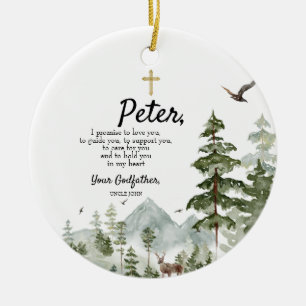 Ornamento De Cerâmica Pine Tree Promessa Personalizada a Godchild