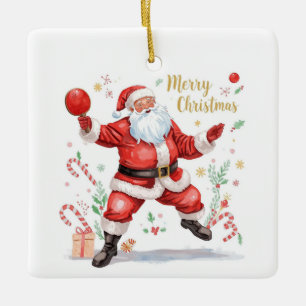 Ornamento De Cerâmica Ping Pong Natal com Papai Noel