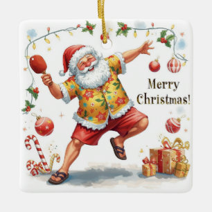 Ornamento De Cerâmica Ping Pong Natal com Papai Noel