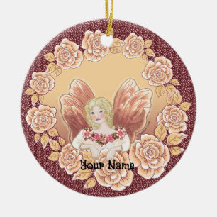 Ornamento De Cerâmica Pingente de fada do Anel de Fadas Rosa