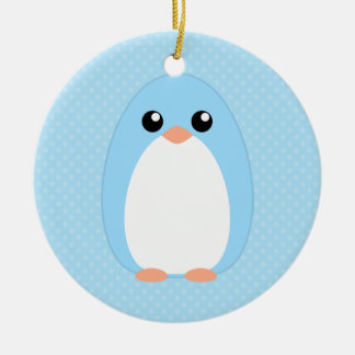 Ornamento De Cerâmica Pinguim azul bonito
