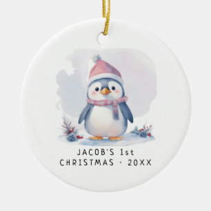 Ornamento De Cerâmica Pinguim bebê Primeiro Natal do bebê